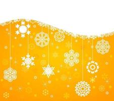 White snowflakes on a yellow background. A vector illustration