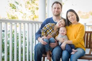 Young Mixed Race Chinese and Caucasian Family Portrait photo