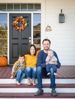 Young Mixed Race Chinese and Caucasian Family Portrait photo