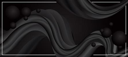 Abstract Liquid Black Background with Gold Lines vector