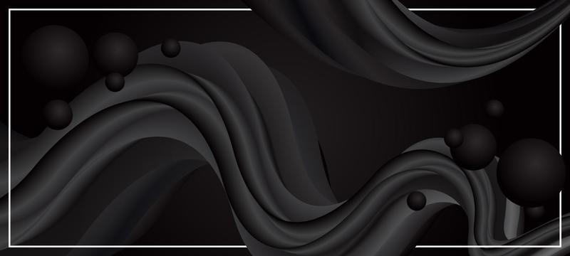 Abstract Liquid Black Background with Gold Lines