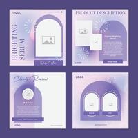 Set of  Trendy pastel gradients Minimalist abstract style Social media posts editable  templates for digital marketing and sales promotion, fashion, skin care, advertising, Offer .Free Vector