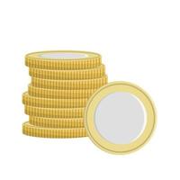 pila de monedas de oro, cara de una moneda, anverso, vector plano, aislado en blanco