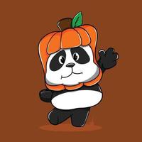 pumpkin head panda cartoon vector