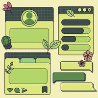 Cute Notes Greens Computer User Interface vector