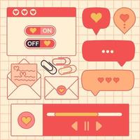 Cute Notes Hearts Computer User Interface vector