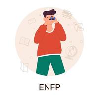 MBTI person types concept. Socionics mbti. Personality test. Campaigner character. Flat vector illustration