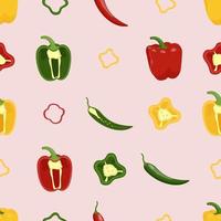 Cute peppers seamless pattern. Flat vector illustration