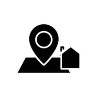 ilustración de icono de mapa con casa. adecuado para el icono de ubicación. estilo de icono de glifo. icono relacionado con la construcción. diseño vectorial simple editable vector