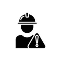 Builder icon illustration with alert sign. suitable for attention icon. glyph icon style. icon related to construction. Simple vector design editable