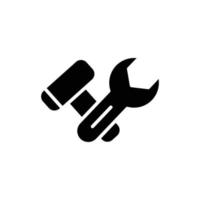 Hammer icon illustration with wrench. suitable for maintenance icon. glyph icon style. icon related to construction. Simple vector design editable