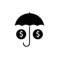 umbrella icon illustration with dollar. Insurance symbol. glyph icon style. suitable for apps, websites, mobile apps. icon related to finance. Simple vector design editable