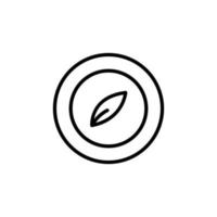 ilustración de icono de placa con hoja. adecuado para icono vegano. estilo de icono de línea. icono relacionado con la aptitud. diseño vectorial simple editable vector