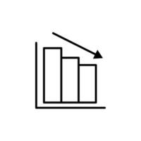 Graph icon illustration with down arrow. Financial graph decline. Line icon style. suitable for apps, websites, mobile apps. icon related to finance. Simple vector design editable