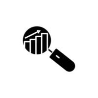 Search icon illustration with graph. Growth stock. glyph icon style. suitable for apps, websites, mobile apps. icon related to finance. Simple vector design editable
