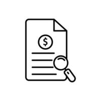 List icon illustration with search. Search report symbol. Line icon style. suitable for apps, websites, mobile apps. icon related to finance. Simple vector design editable