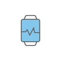 Smart watch icon illustration. suitable for pulse detection icon. Two tone icon style. icon related to fitness, sport. Simple vector design editable