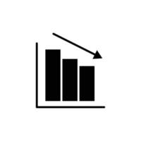 Graph icon illustration with down arrow. Financial graph decline. glyph icon style. suitable for apps, websites, mobile apps. icon related to finance. Simple vector design editable