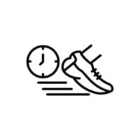 Running icon illustration with time. Line icon style. icon related to fitness, sport. Simple vector design editable