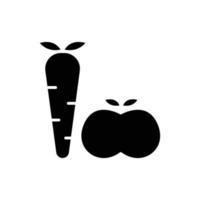 ilustración del icono de manzanas y zanahorias. adecuado para alimentos saludables. estilo de icono de glifo. icono relacionado con la aptitud. diseño vectorial simple editable vector