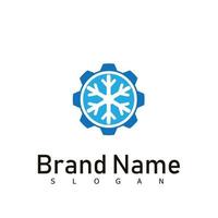 Air conditioning and snowflake with twist, logo template. Construction, repair and installation of air conditioners, vector design, illustration