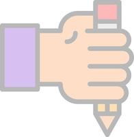 Hand And Pencil Vector Icon Design