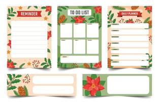 Set of Poinsettias Journal Template vector