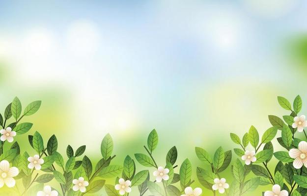 Spring Floral Background with Sky