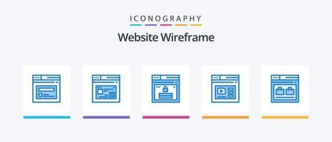 Website Wireframe Blue 5 Icon Pack Including website. page. design. internet. website. Creative Icons Design vector