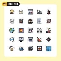 Group of 25 Filled line Flat Colors Signs and Symbols for rocket therapy user table massage Editable Vector Design Elements
