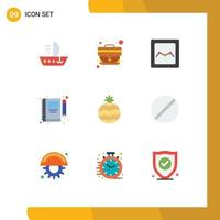 9 Creative Icons Modern Signs and Symbols of pineapple write analytics pencil note Editable Vector Design Elements