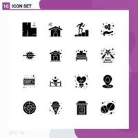 Pictogram Set of 16 Simple Solid Glyphs of development writing employee content herb Editable Vector Design Elements