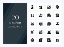 20 Accounting And Finance Solid Glyph icon for presentation vector