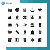 25 Thematic Vector Solid Glyphs and Editable Symbols of heart board building phone call Editable Vector Design Elements
