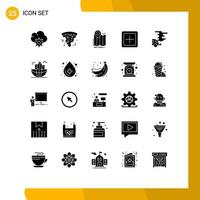 User Interface Pack of 25 Basic Solid Glyphs of car plus map new create Editable Vector Design Elements