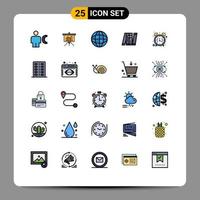 Universal Icon Symbols Group of 25 Modern Filled line Flat Colors of alarm clock military report intelligent autonomous Editable Vector Design Elements