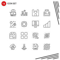 Modern Set of 16 Outlines and symbols such as money cash personal buy fortress Editable Vector Design Elements