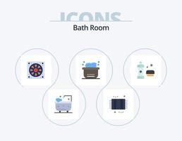 cuarto de baño icono plano paquete 5 diseño de iconos. bañera. burbujas ducha. bañera. inodoro vector