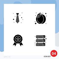 Set of 4 Vector Solid Glyphs on Grid for dress award fashion food reward Editable Vector Design Elements