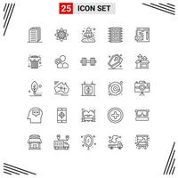 Mobile Interface Line Set of 25 Pictograms of computer hardware holi tech rocket Editable Vector Design Elements