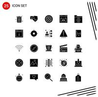 Modern Set of 25 Solid Glyphs and symbols such as seo interface baking error pumpkin Editable Vector Design Elements