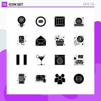 16 User Interface Solid Glyph Pack of modern Signs and Symbols of drip quality box dvd money Editable Vector Design Elements