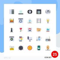 Pictogram Set of 25 Simple Flat Colors of building music line album switch Editable Vector Design Elements