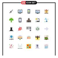 Group of 25 Flat Colors Signs and Symbols for bonus monitoring checked monitor mobile Editable Vector Design Elements