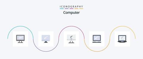 paquete de iconos de 5 planos de computadora que incluye. imac. vector