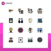 Editable Vector Line Pack of 16 Simple Flat Color Filled Lines of product delivery technology box sea Editable Creative Vector Design Elements