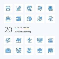 20 School And Learning Blue Color icon Pack like bulb book education apple cap vector