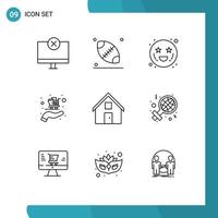 Set of 9 Modern UI Icons Symbols Signs for conversation contact adoration shopping buy Editable Vector Design Elements