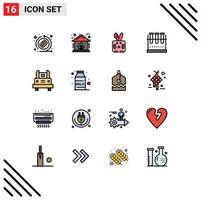 conjunto de 16 iconos de interfaz de usuario modernos signos de símbolos para cristalería de laboratorio de autobús bynny matraz de laboratorio matraz químico elementos de diseño de vectores creativos editables