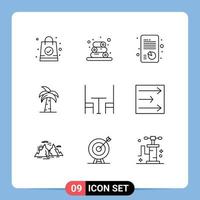 9 Thematic Vector Outlines and Editable Symbols of dining srilanka report palm tree india Editable Vector Design Elements